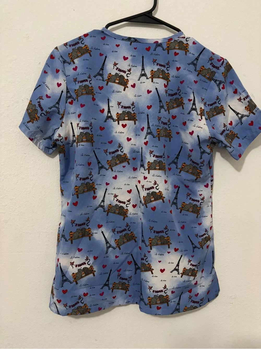 Kids Blue Paris Print Scrub Top